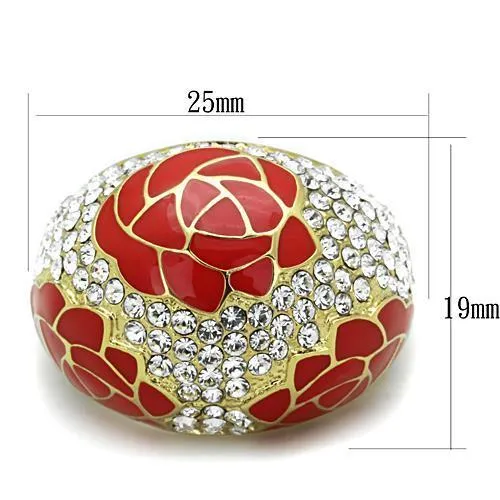 Alamode Rings TK1728 IP GoldIon Plating Stainless Steel Ring with Top Grade Crystal in Clear