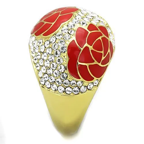 Alamode Rings TK1728 IP GoldIon Plating Stainless Steel Ring with Top Grade Crystal in Clear