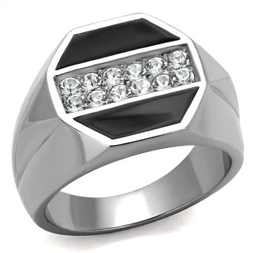 Alamode Rings TK2309 High polished no plating Stainless Steel Ring with Top Grade Crystal in Clear Alamode Rings TK2309 High polished no plating Stainless Steel Ring with Top Grade Crystal in Clear