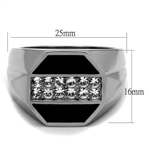 Alamode Rings TK2309 High polished no plating Stainless Steel Ring with Top Grade Crystal in Clear