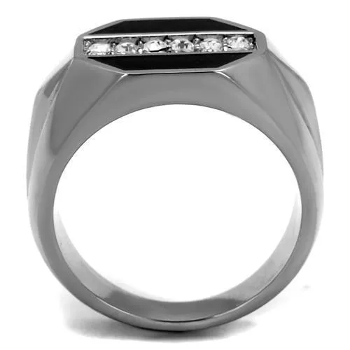 Alamode Rings TK2309 High polished no plating Stainless Steel Ring with Top Grade Crystal in Clear