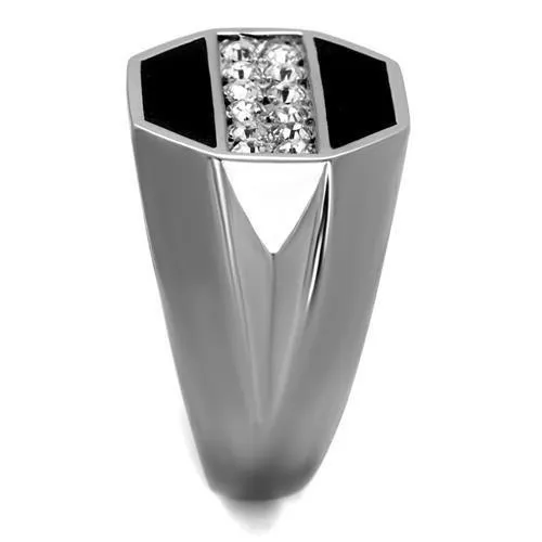 Alamode Rings TK2309 High polished no plating Stainless Steel Ring with Top Grade Crystal in Clear