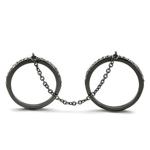 Alamode Rings TK2614 IP Light Black IP Gun Stainless Steel Ring with Top Grade Crystal in Jet