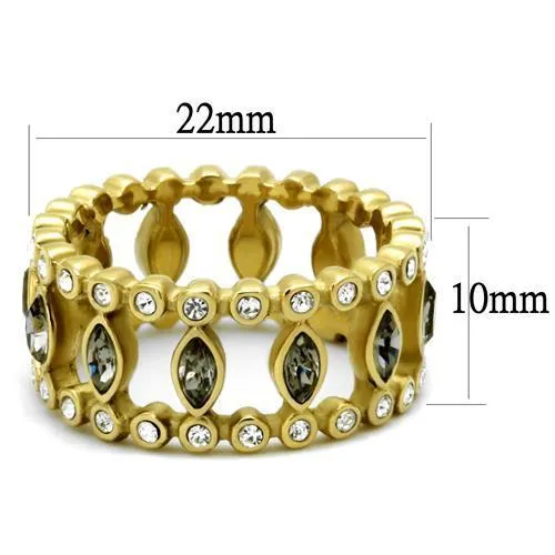 Alamode Rings TK2907 IP GoldIon Plating Stainless Steel Ring with Top Grade Crystal in Black Diamond