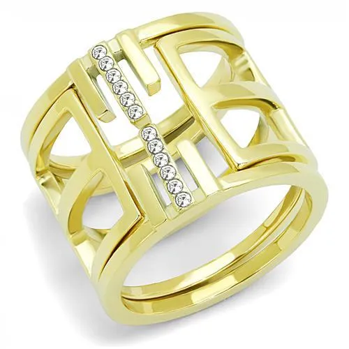 Alamode Rings TK3198 IP GoldIon Plating Stainless Steel Ring with Top Grade Crystal in Clear Alamode Rings TK3198 IP GoldIon Plating Stainless Steel Ring with Top Grade Crystal in Clear