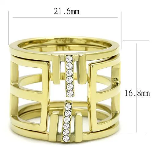 Alamode Rings TK3198 IP GoldIon Plating Stainless Steel Ring with Top Grade Crystal in Clear