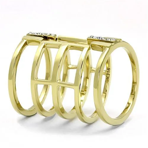 Alamode Rings TK3198 IP GoldIon Plating Stainless Steel Ring with Top Grade Crystal in Clear
