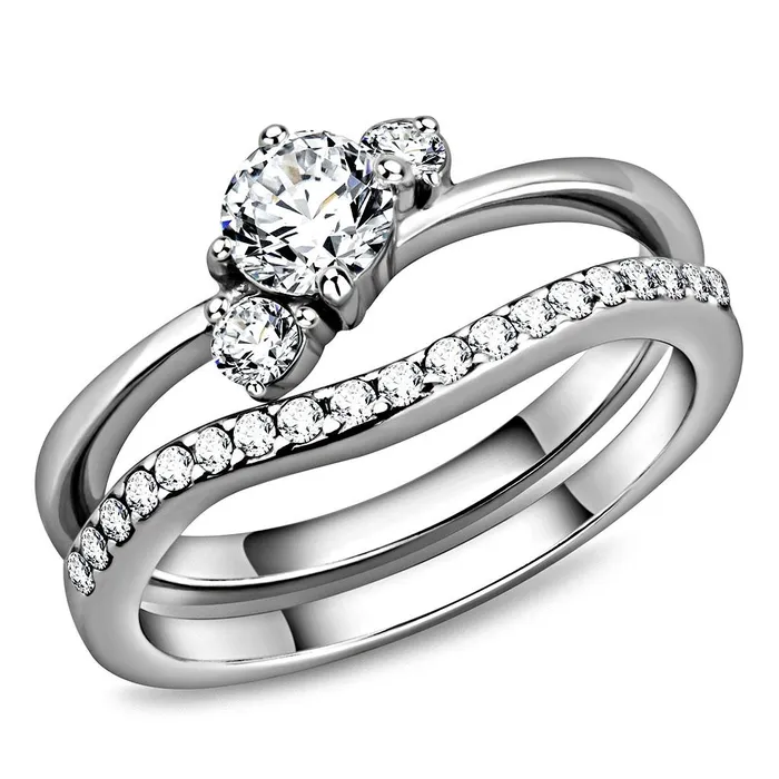 Alamode Rings TK3507 High polished no plating Stainless Steel Ring with AAA Grade CZ in Clear Alamode Rings TK3507 High polished no plating Stainless Steel Ring with AAA Grade CZ in Clear