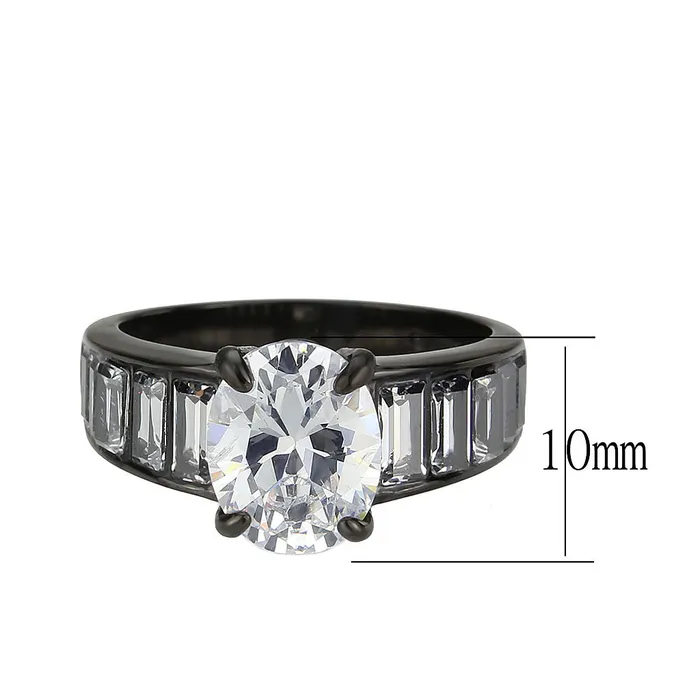 Alamode Rings TK3778 IP Black Ion Plating Stainless Steel Ring with AAA Grade CZ in Clear Alamode Rings TK3778 IP Black Ion Plating Stainless Steel Ring with AAA Grade CZ in Clear