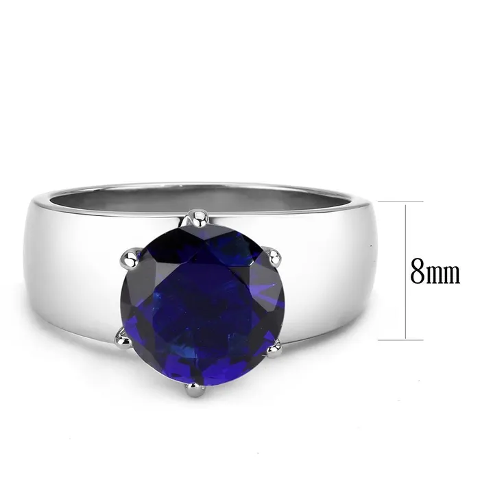 Alamode Rings TK52009 High polished no plating Stainless Steel Ring with Synthetic Synthetic Glass in Montana