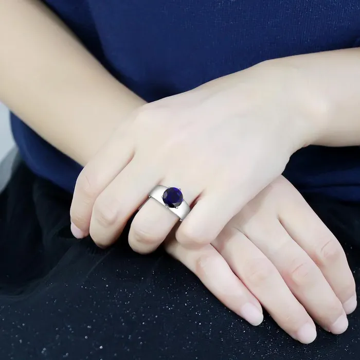 Alamode Rings TK52009 High polished no plating Stainless Steel Ring with Synthetic Synthetic Glass in Montana