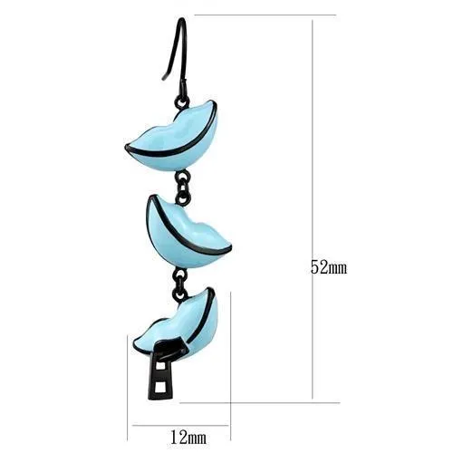 Alamode TK2624 IP BlackIon Plating Stainless Steel Earrings with Epoxy in Sea Blue Earrings