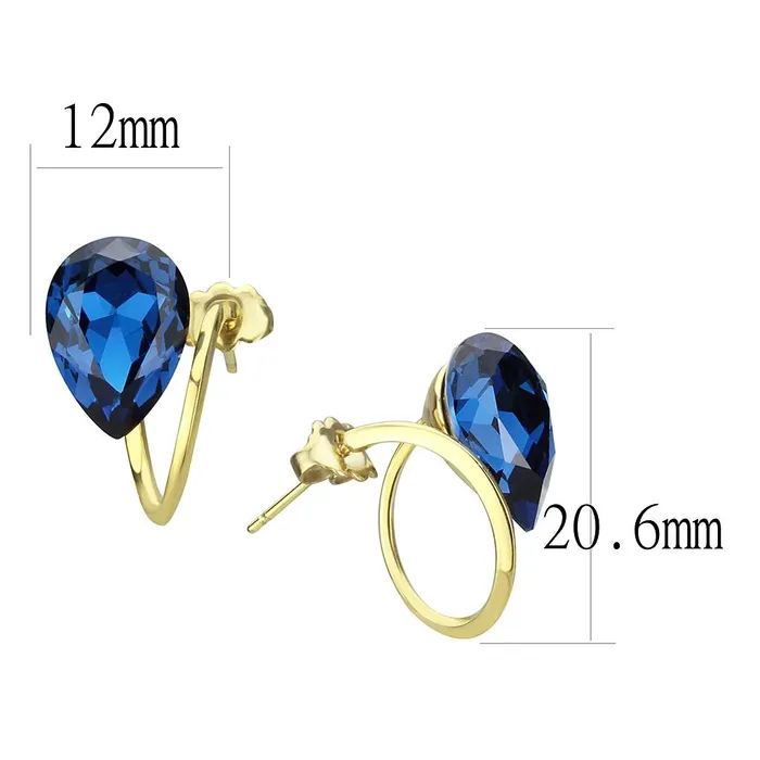Alamode TK3648 IP GoldIon Plating Stainless Steel Earrings with Top Grade Crystal in Montana Earrings