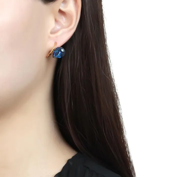 Alamode TK3648 IP GoldIon Plating Stainless Steel Earrings with Top Grade Crystal in Montana Earrings