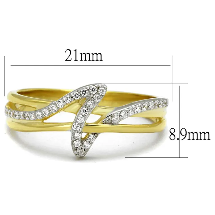 Alamode TS461 GoldRhodium 925 Sterling Silver Ring with AAA Grade CZ in Clear Rings