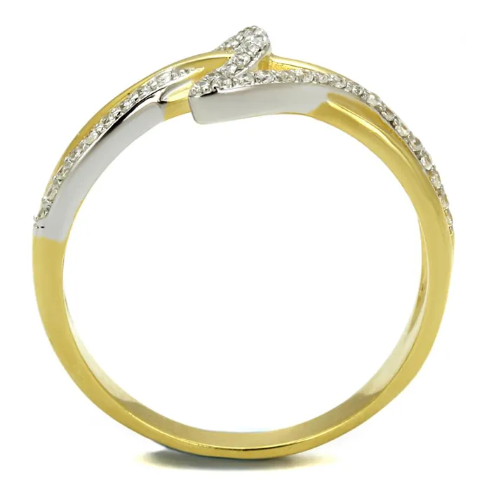 Alamode TS461 GoldRhodium 925 Sterling Silver Ring with AAA Grade CZ in Clear Rings