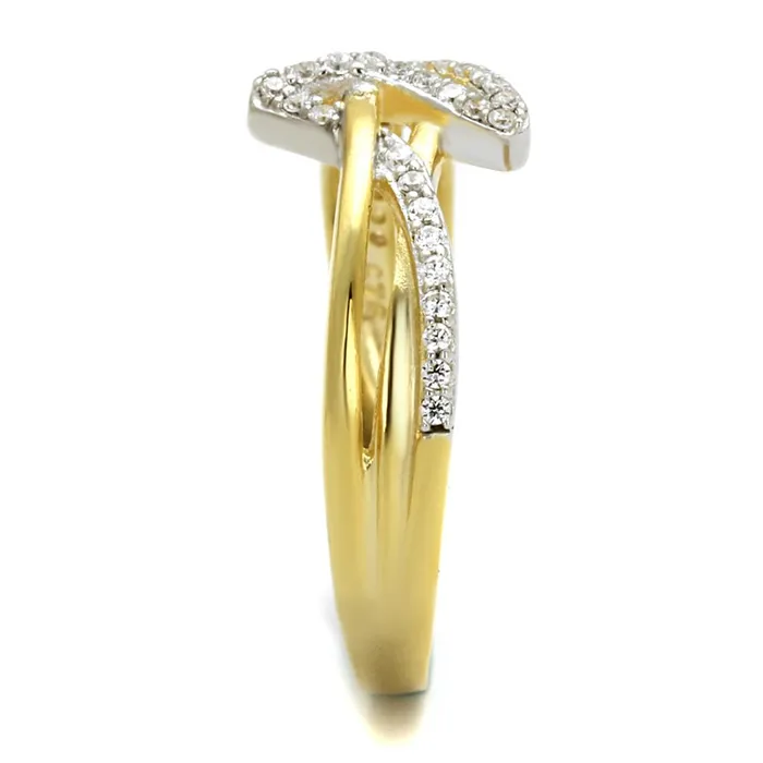 Alamode TS461 GoldRhodium 925 Sterling Silver Ring with AAA Grade CZ in Clear Rings