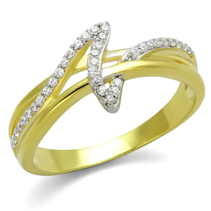 Alamode TS461 GoldRhodium 925 Sterling Silver Ring with AAA Grade CZ in Clear Rings