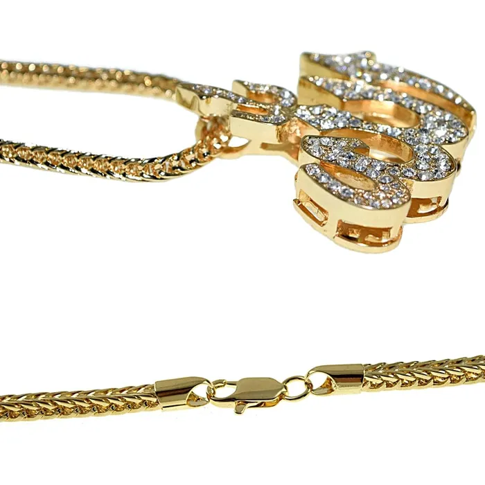 Allah Iced Pendant Gold Finish 36 Franco Chain Necklace Bling Cartel Admin Necklaces