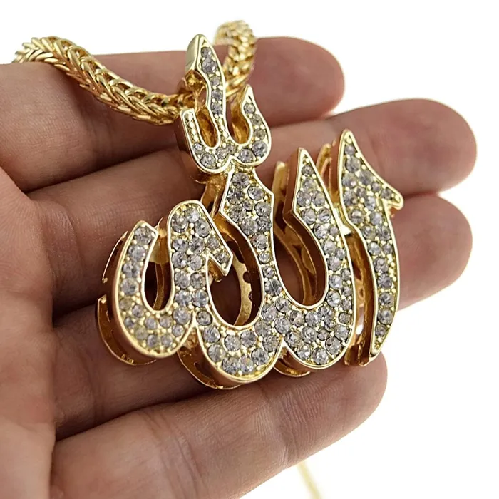 Allah Iced Pendant Gold Finish 36 Franco Chain Necklace Bling Cartel Admin Necklaces