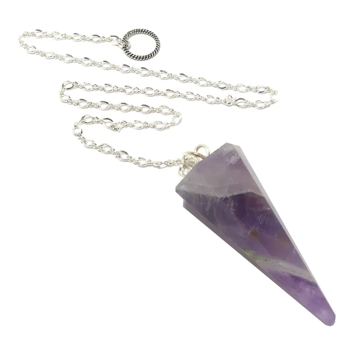 Amethyst Pendulum Violet Vision Sterling Silver Satin Crystals Rings