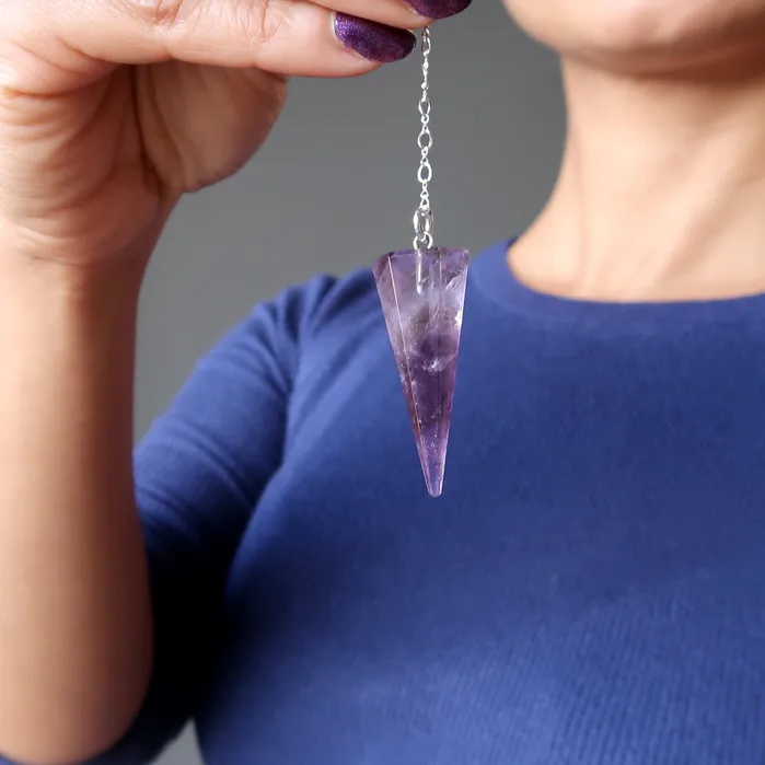 Amethyst Pendulum Violet Vision Sterling Silver Satin Crystals Rings