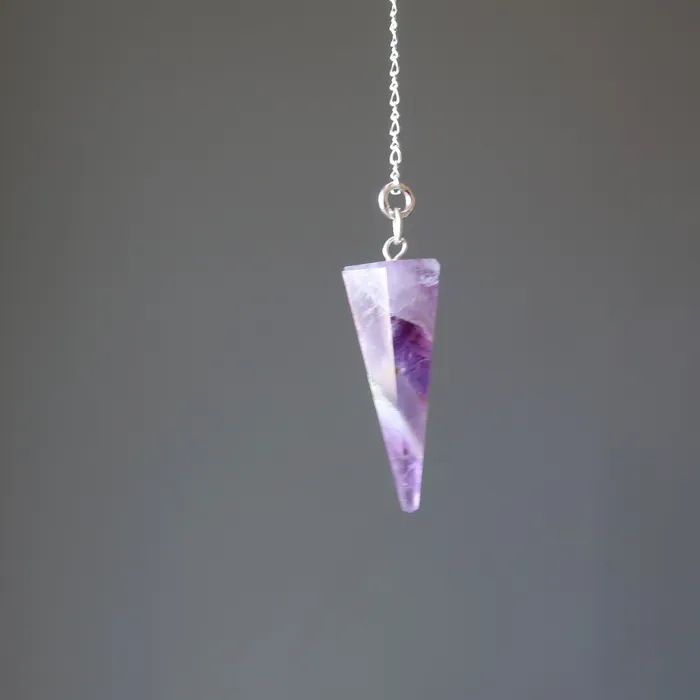 Amethyst Pendulum Violet Vision Sterling Silver Satin Crystals Rings
