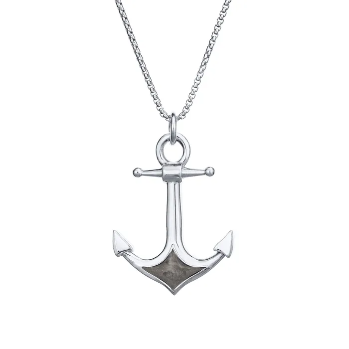 Anchor Cremation Necklace in 14K White Gold closebymejewelry Necklaces