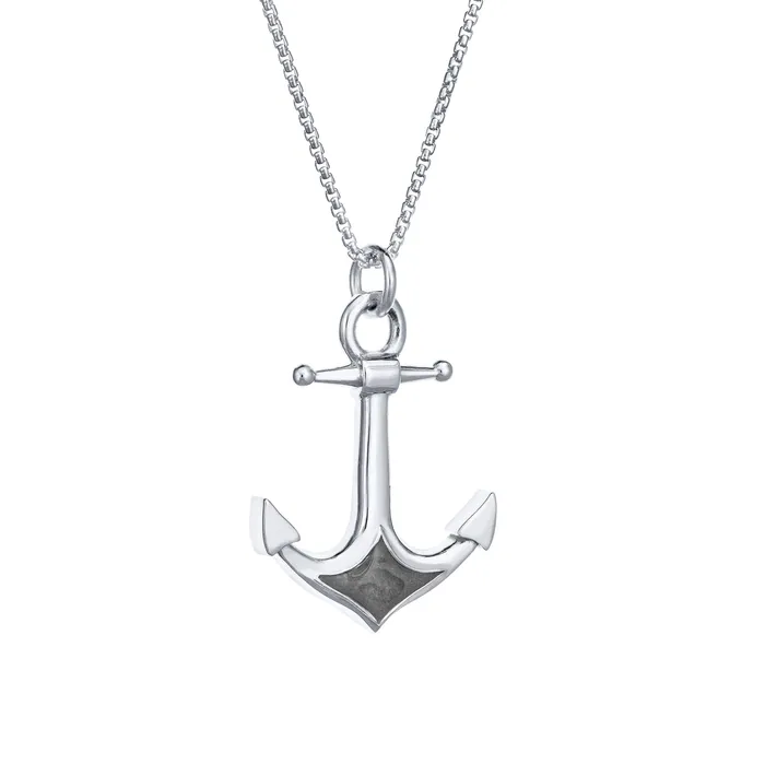 Anchor Cremation Necklace in 14K White Gold closebymejewelry Necklaces