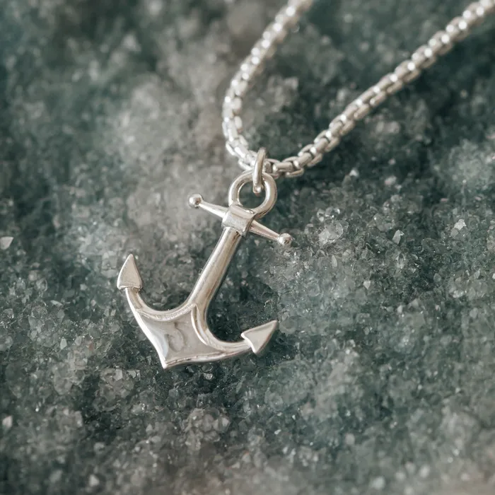 Anchor Cremation Necklace in 14K White Gold closebymejewelry Necklaces