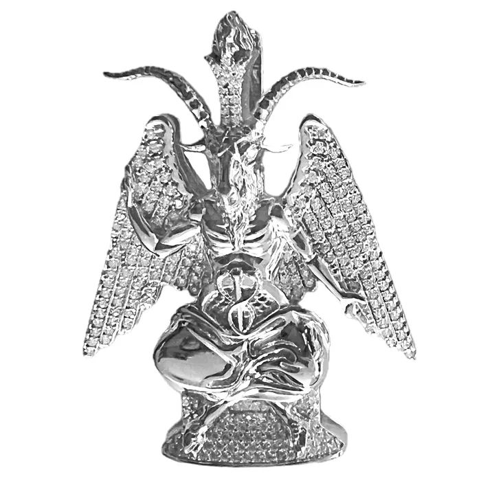 Bling Cartel 925 Sterling Silver Baphomet Moissanite VVS1 Goat Satan Devil Pendant Necklaces Bling Cartel 925 Sterling Silver Baphomet Moissanite VVS1 Goat Satan Devil Pendant Necklaces