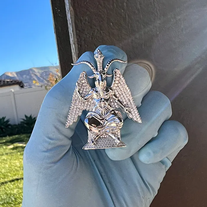 Bling Cartel 925 Sterling Silver Baphomet Moissanite VVS1 Goat Satan Devil Pendant Necklaces Bling Cartel 925 Sterling Silver Baphomet Moissanite VVS1 Goat Satan Devil Pendant Necklaces