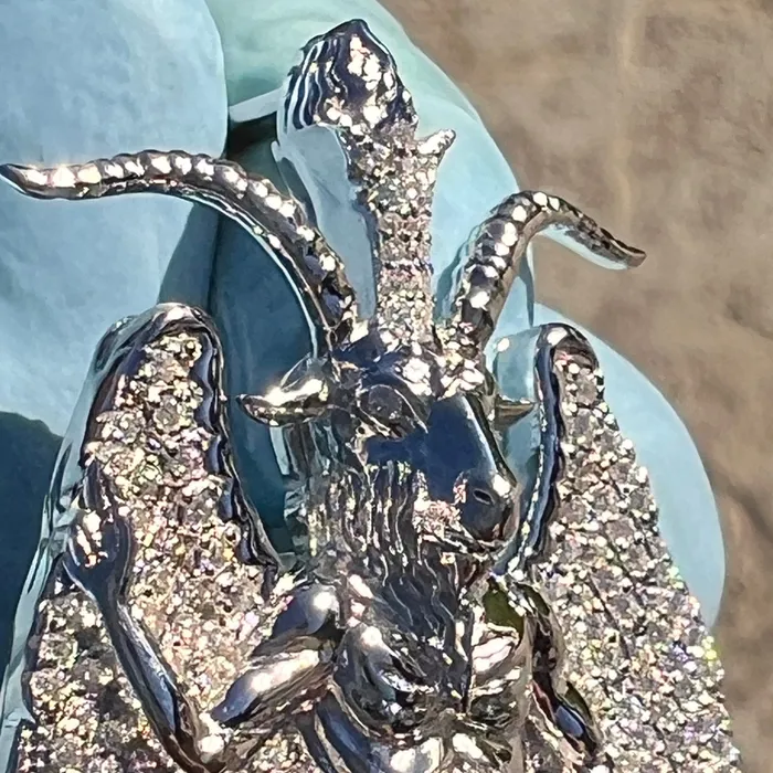 Bling Cartel 925 Sterling Silver Baphomet Moissanite VVS1 Goat Satan Devil Pendant Necklaces Bling Cartel 925 Sterling Silver Baphomet Moissanite VVS1 Goat Satan Devil Pendant Necklaces