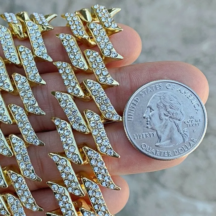 Bling Cartel Admin 14K Gold Plated Spike Chain Necklace 16 Inch X 25MM Necklaces