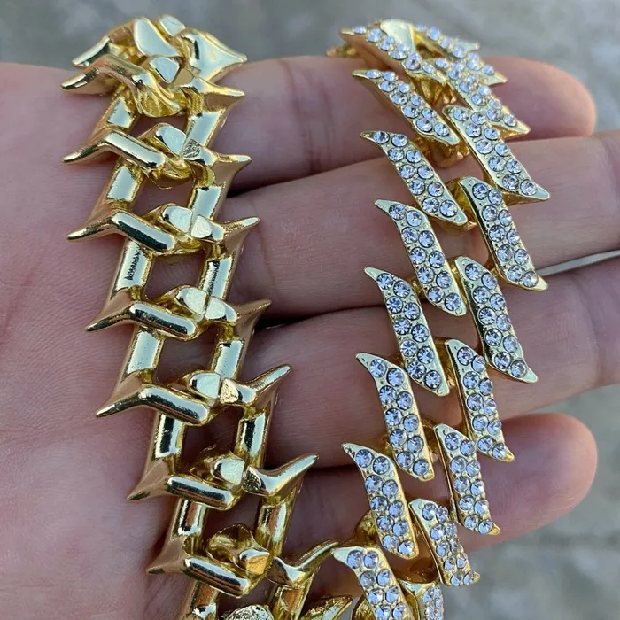 Bling Cartel Admin 14K Gold Plated Spike Chain Necklace 16 Inch X 25MM Necklaces