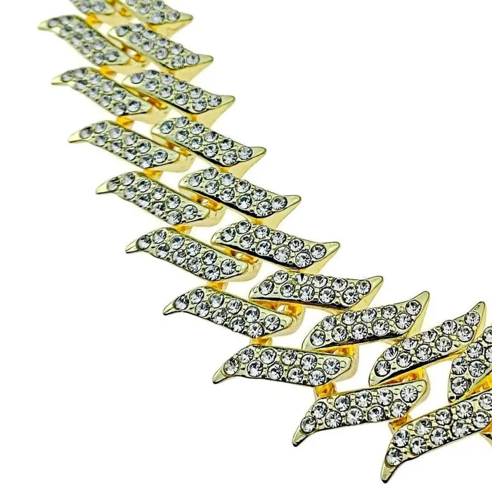 Bling Cartel Admin 14K Gold Plated Spike Chain Necklace 16 Inch X 25MM Necklaces