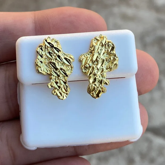 Bling Cartel Admin Earrings 14K Gold Plated over 925 Sterling Silver Nugget Earrings 20MM