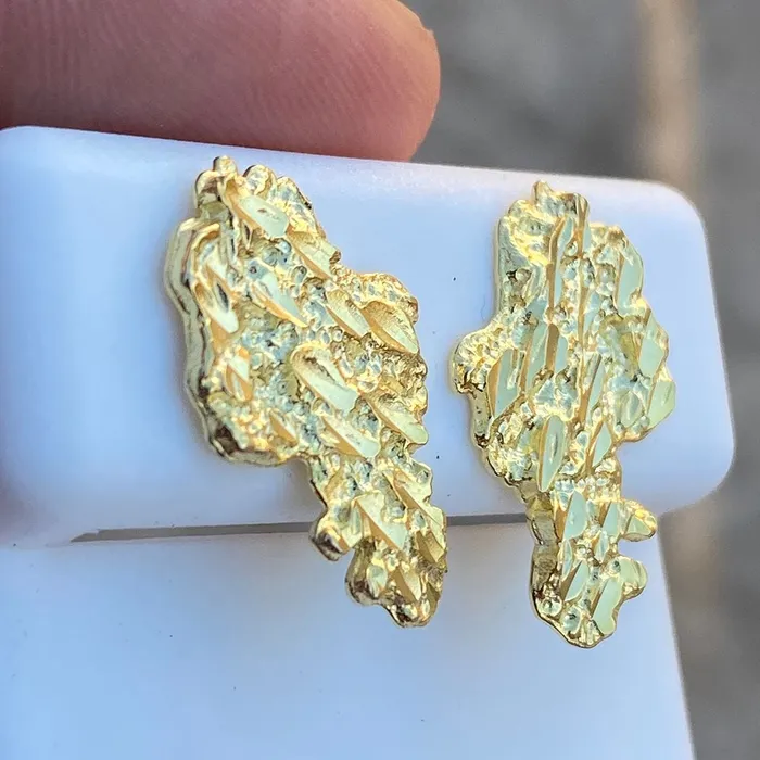 Bling Cartel Admin Earrings 14K Gold Plated over 925 Sterling Silver Nugget Earrings 20MM