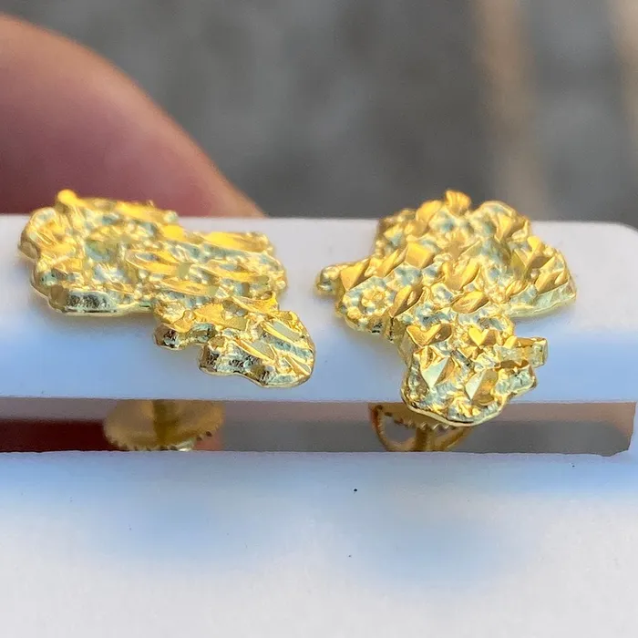 Bling Cartel Admin Earrings 14K Gold Plated over 925 Sterling Silver Nugget Earrings 20MM