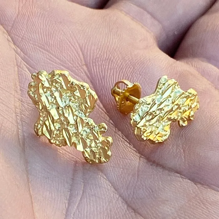 Bling Cartel Admin Earrings 14K Gold Plated over 925 Sterling Silver Nugget Earrings 20MM