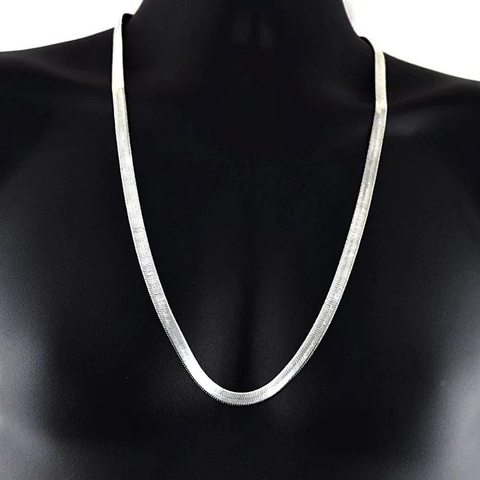 Bling Cartel Admin Necklaces Herringbone Chain Necklace Silver Tone 7MM 30 Inch Bling Cartel Admin Necklaces Herringbone Chain Necklace Silver Tone 7MM 30 Inch