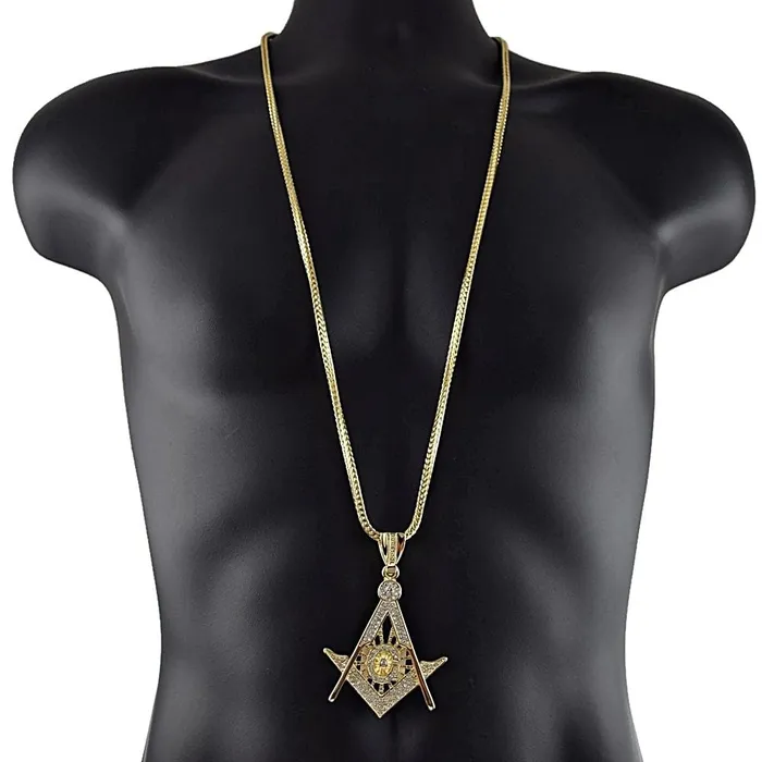 Bling Cartel Admin Necklaces Mason Masonic Symbol Pendant Gold Finish 36 Franco Chain Necklace Bling Cartel Admin Necklaces Mason Masonic Symbol Pendant Gold Finish 36 Franco Chain Necklace