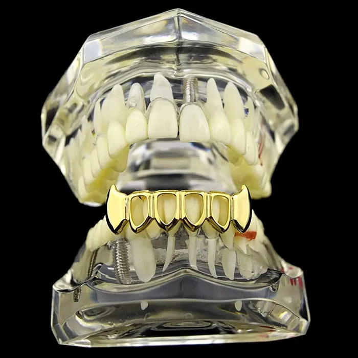 Bling Cartel Admin Rings 14K Gold Plated 4 Open Face Bottom Teeth Fang Grillz
