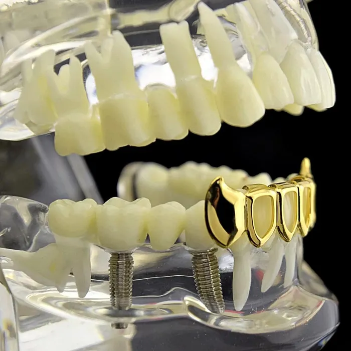 Bling Cartel Admin Rings 14K Gold Plated 4 Open Face Bottom Teeth Fang Grillz