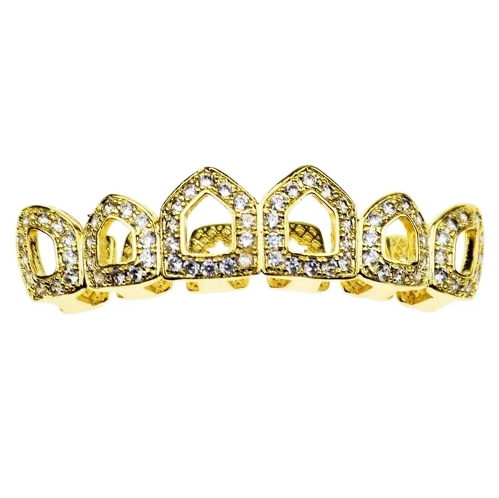 Bling Cartel Admin Rings 14K Gold Plated Iced CZ Six Open Face Top Teeth Grillz Bling Cartel Admin Rings 14K Gold Plated Iced CZ Six Open Face Top Teeth Grillz