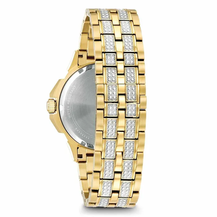 Bracelets Bulova Bulova 98C126 Mens Crystal Silver Dial Yellow Gold Steel Bracelet Watch