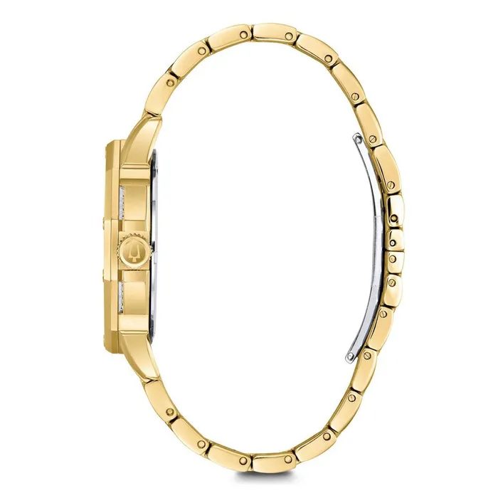 Bracelets Bulova Bulova 98C126 Mens Crystal Silver Dial Yellow Gold Steel Bracelet Watch