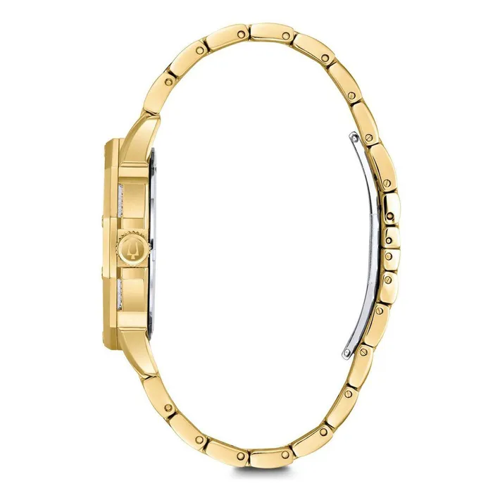 Bracelets Bulova Bulova 98C126 Mens Crystal Silver Dial Yellow Gold Steel Bracelet Watch