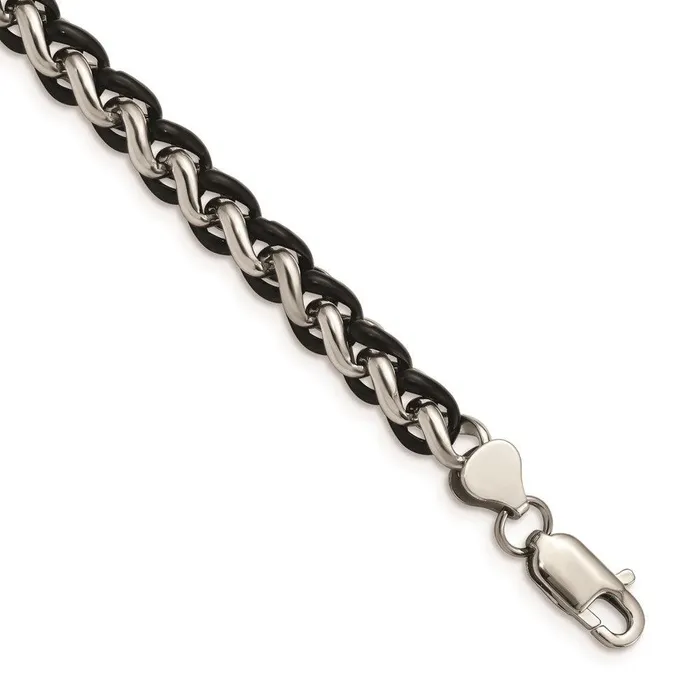 Bracelets Chisel Stainless Steel Polished Black IPplated 825in Bracelet