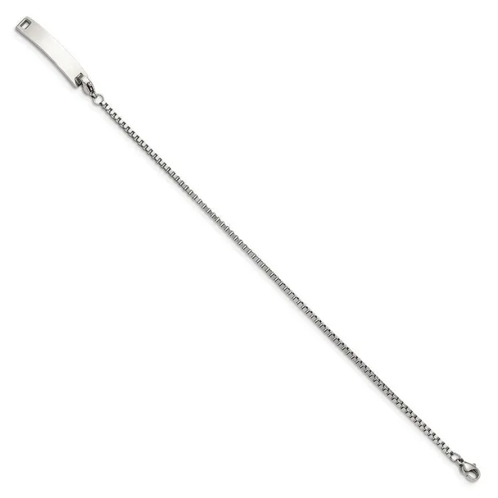 Bracelets Chisel Stainless Steel Polished Box Chain wRemoveable ID Plate 85in Bracelet Bracelets Chisel Stainless Steel Polished Box Chain wRemoveable ID Plate 85in Bracelet